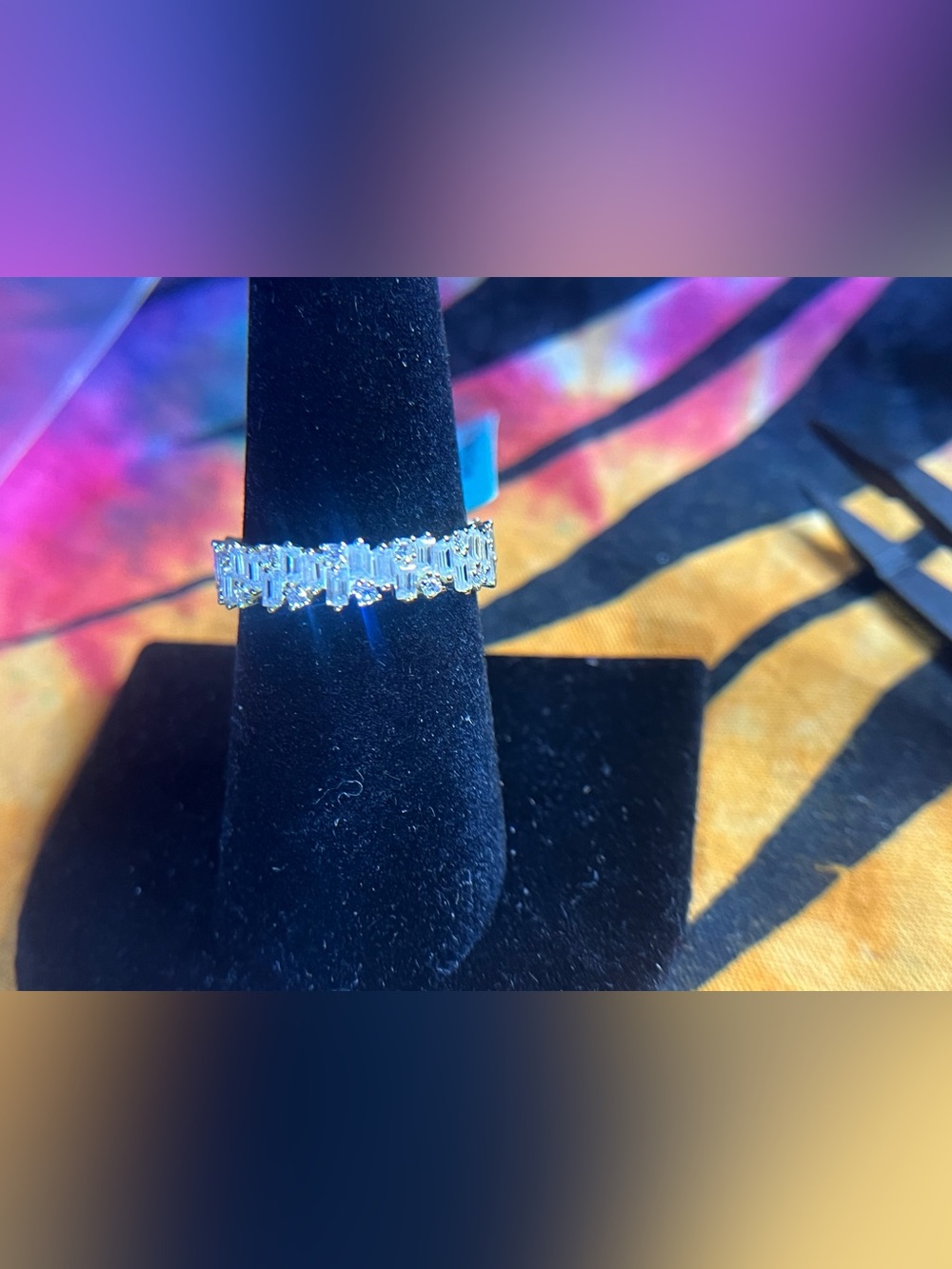 2.04 CTW Baguette-Cut Crystal Eternity Ring - Gold over 925 Silver